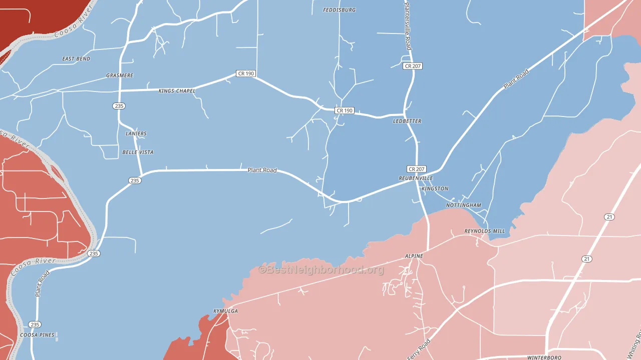 Alpine, AL block-group political-lean map