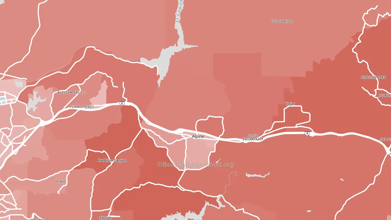 Alpine, CA block-group political-lean map