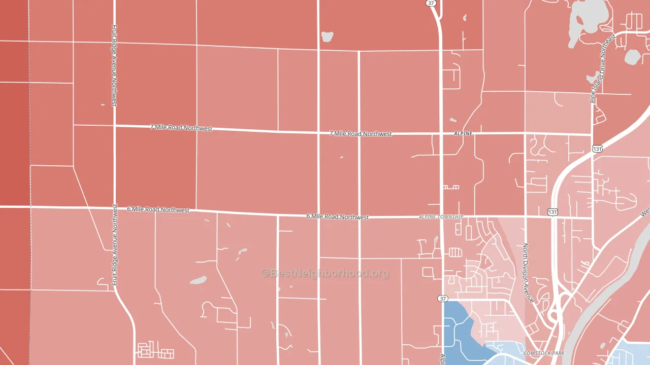 Alpine, MI block-group political-lean map