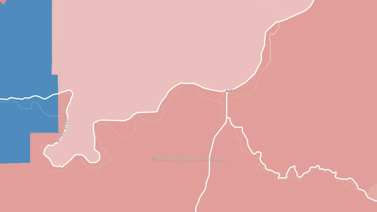 Alsea, OR block-group political-lean map
