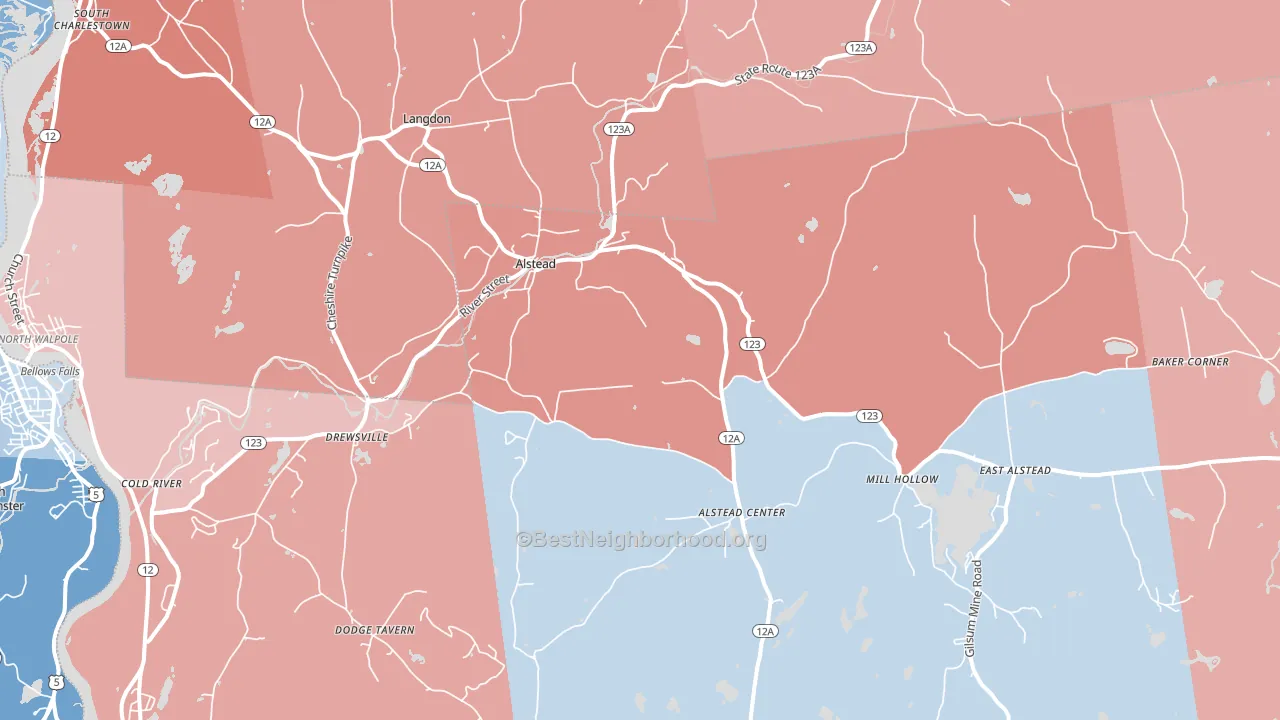 Alstead, NH block-group political-lean map