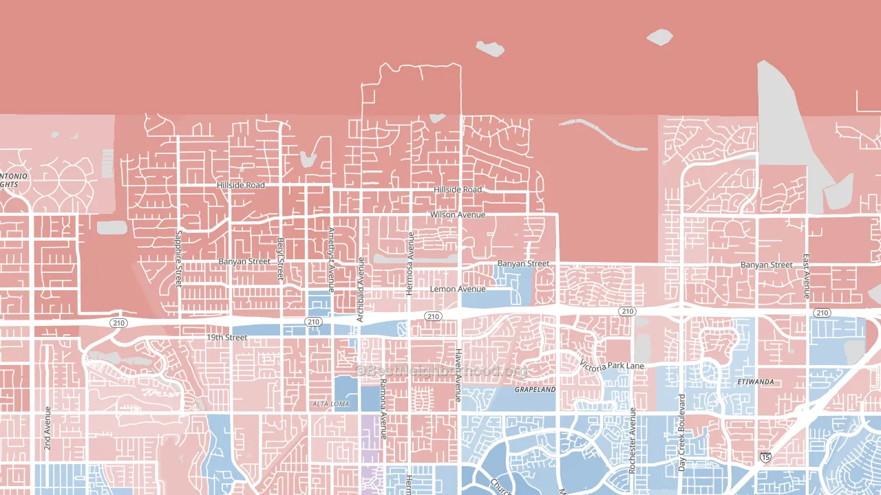 Alta Loma, CA block-group political-lean map