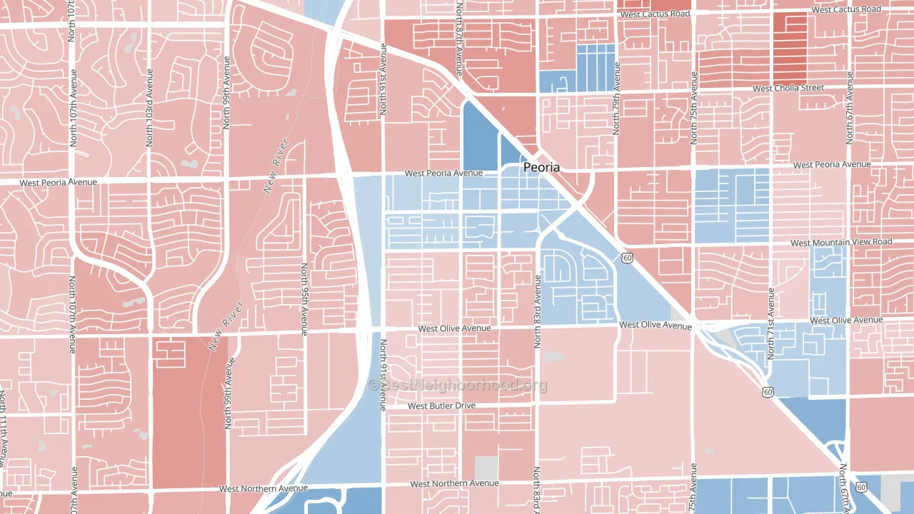 Alta Loma, Peoria, AZ block-group political-lean map