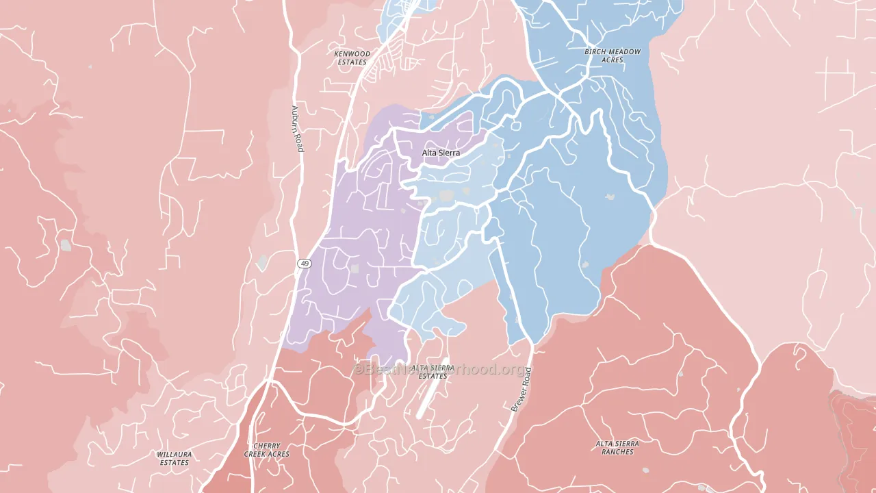 Alta Sierra, CA block-group political-lean map