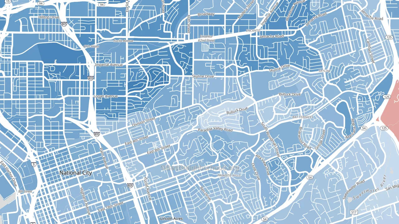 Alta Vista, San Diego, CA block-group political-lean map