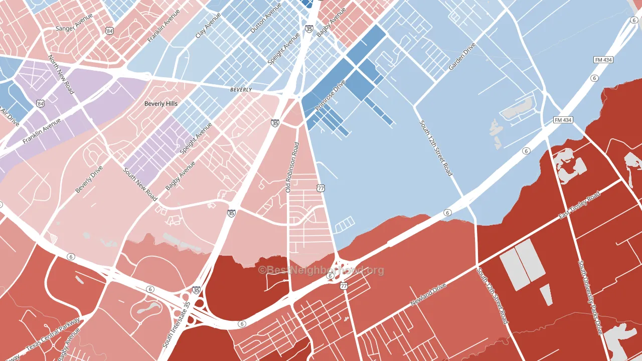 Alta Vista-Waco, Waco, TX block-group political-lean map
