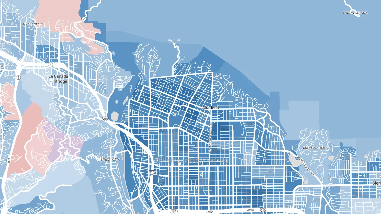 Altadena, CA block-group political-lean map