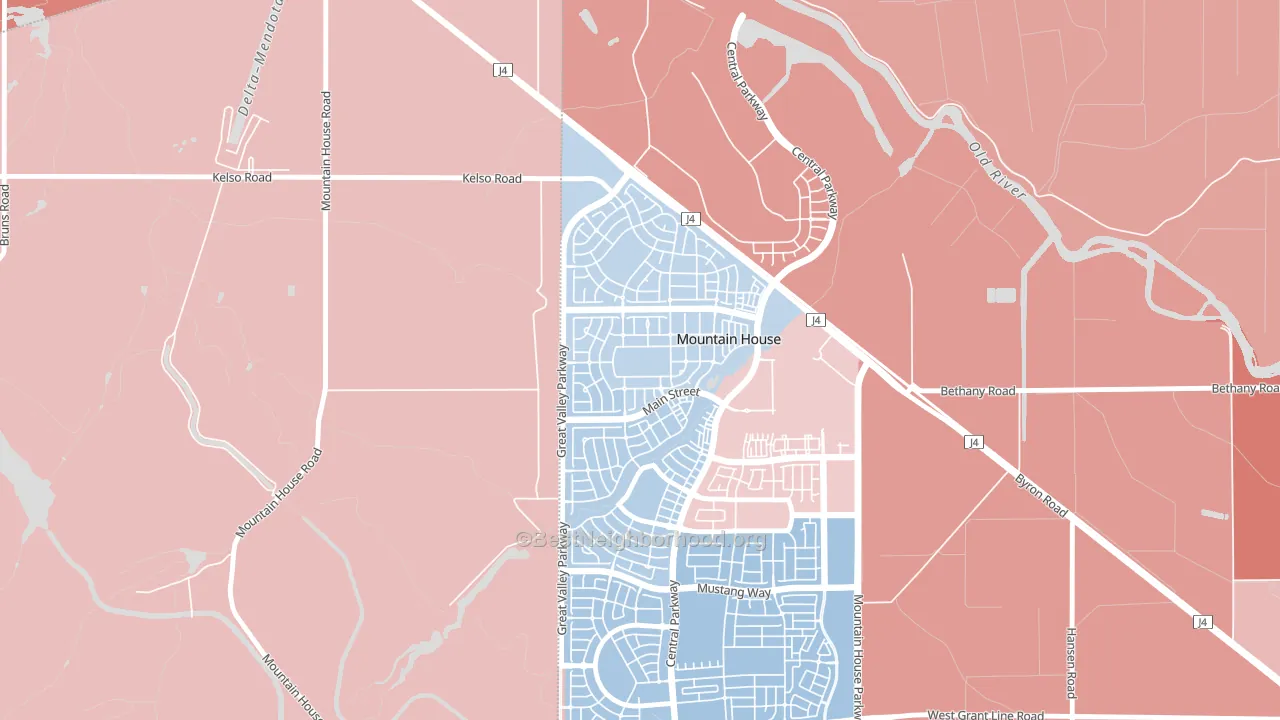 Altamont, Mountain House, CA block-group political-lean map