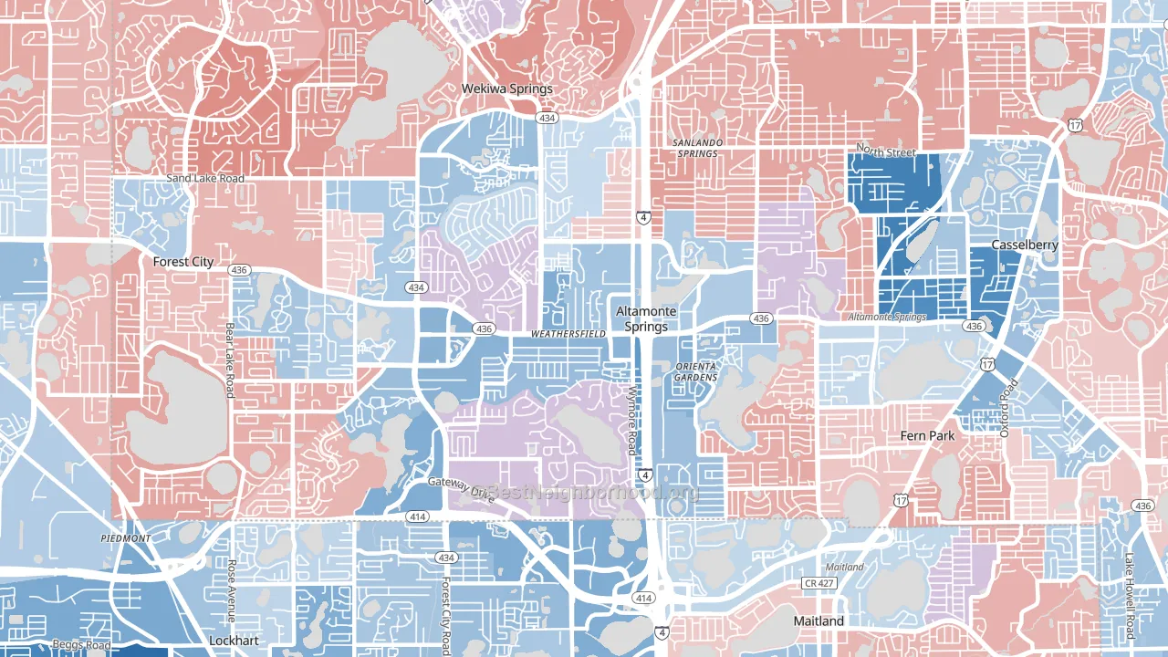 Altamonte Springs, FL block-group political-lean map