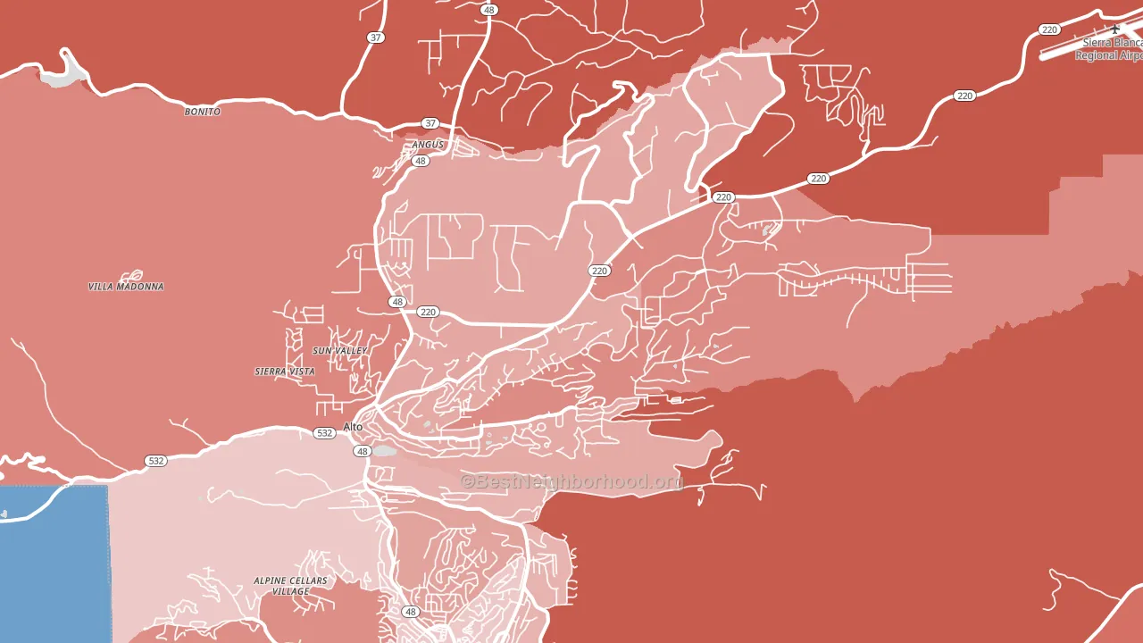Alto, NM block-group political-lean map