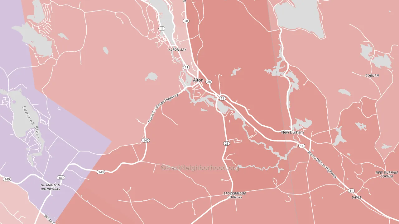 Alton, NH block-group political-lean map