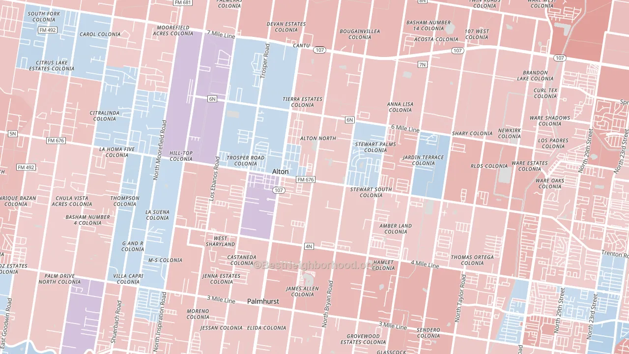 Alton, TX block-group political-lean map