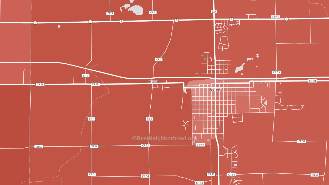 Altona, IN block-group political-lean map
