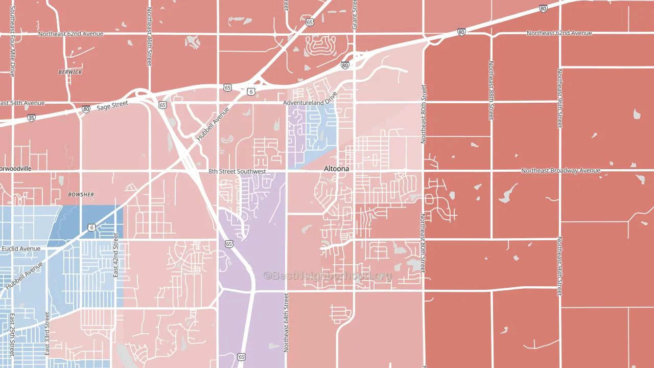 Altoona, IA block-group political-lean map