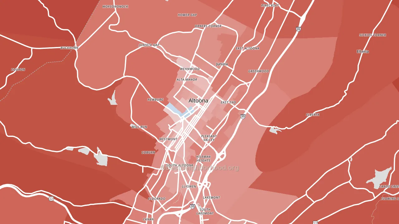 Altoona, PA block-group political-lean map