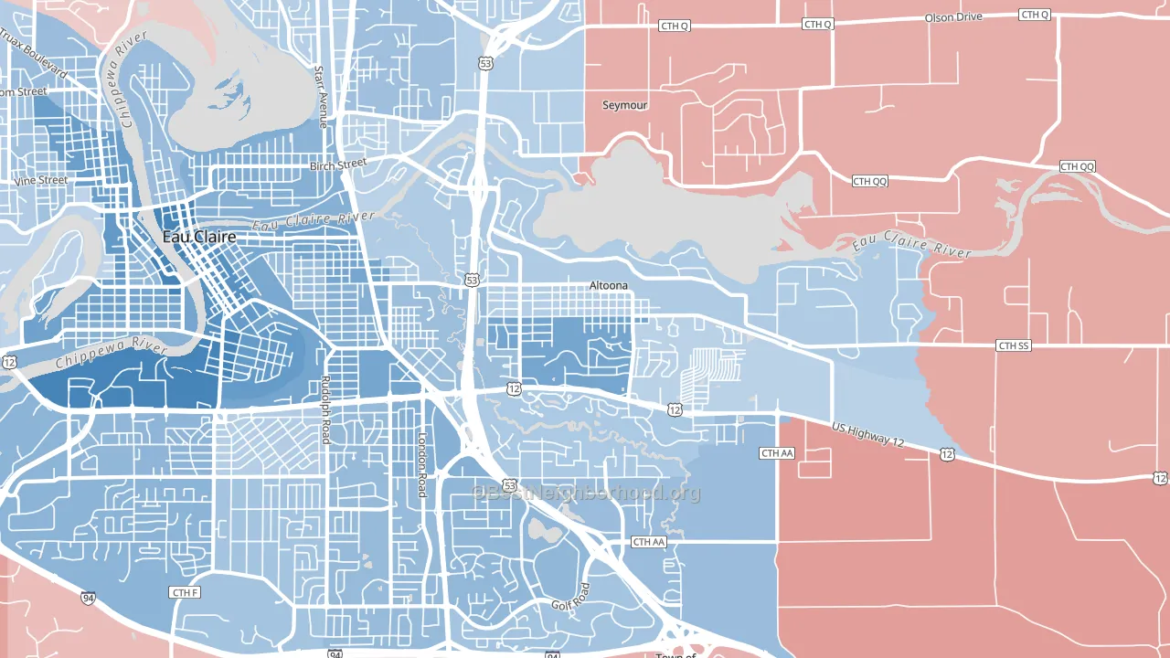 Altoona, WI block-group political-lean map