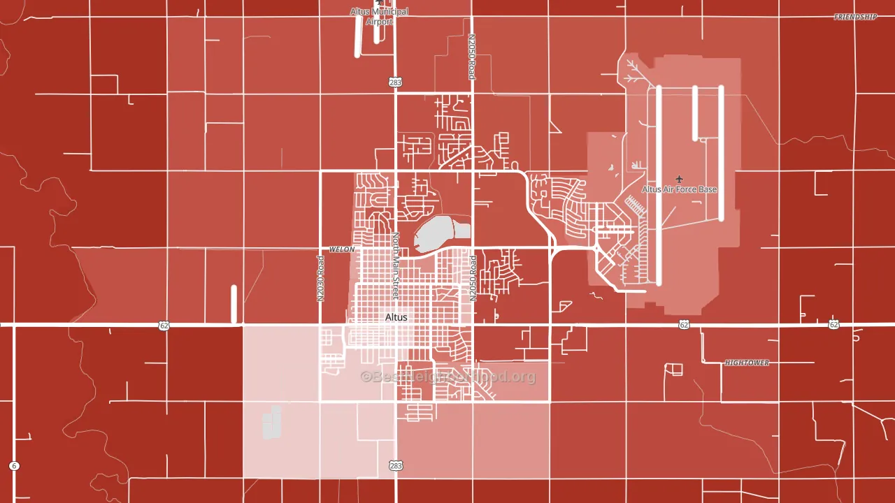 Altus, OK block-group political-lean map