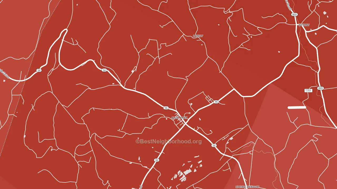 Alum Bank, PA block-group political-lean map