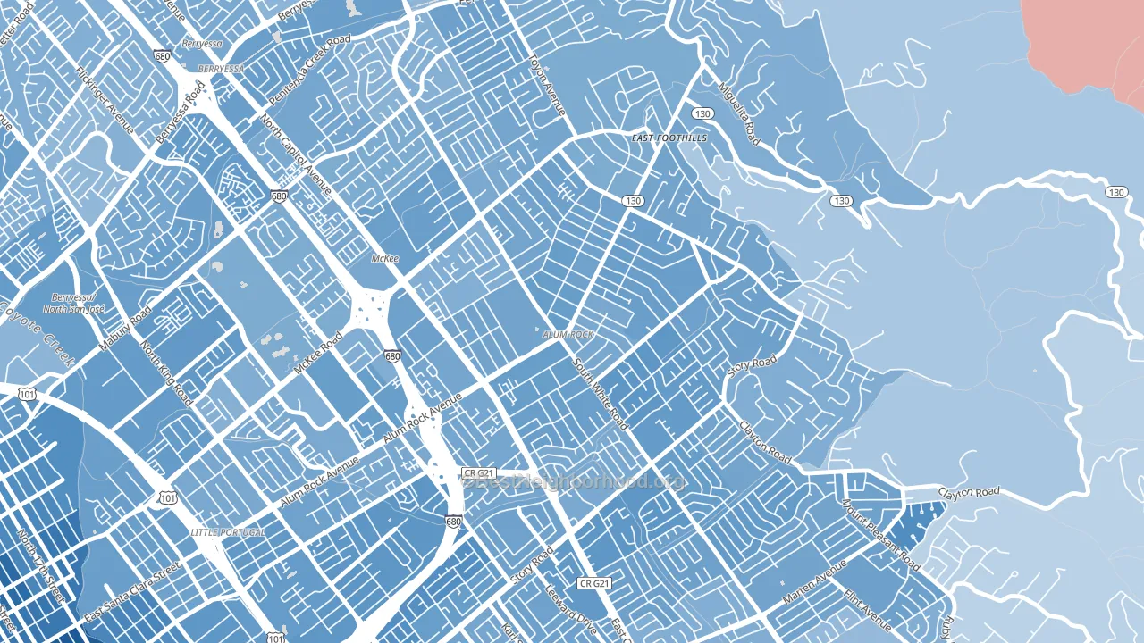 Alum Rock, CA block-group political-lean map