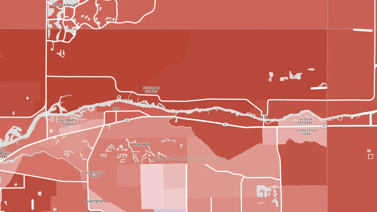 Alva, FL block-group political-lean map
