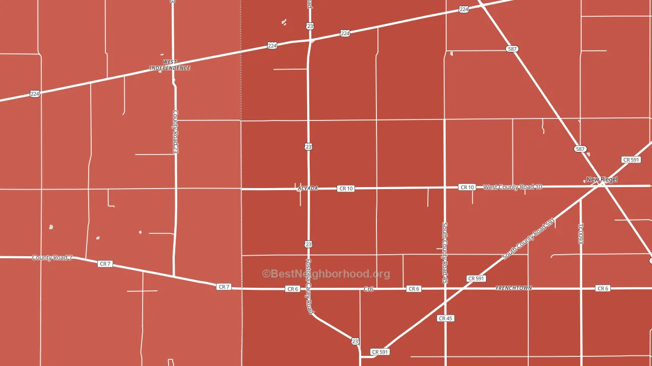 Alvada, OH block-group political-lean map