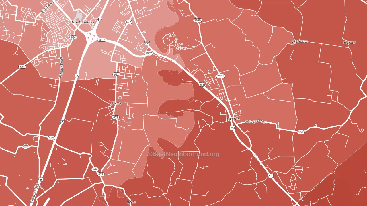 Alvaton, KY block-group political-lean map