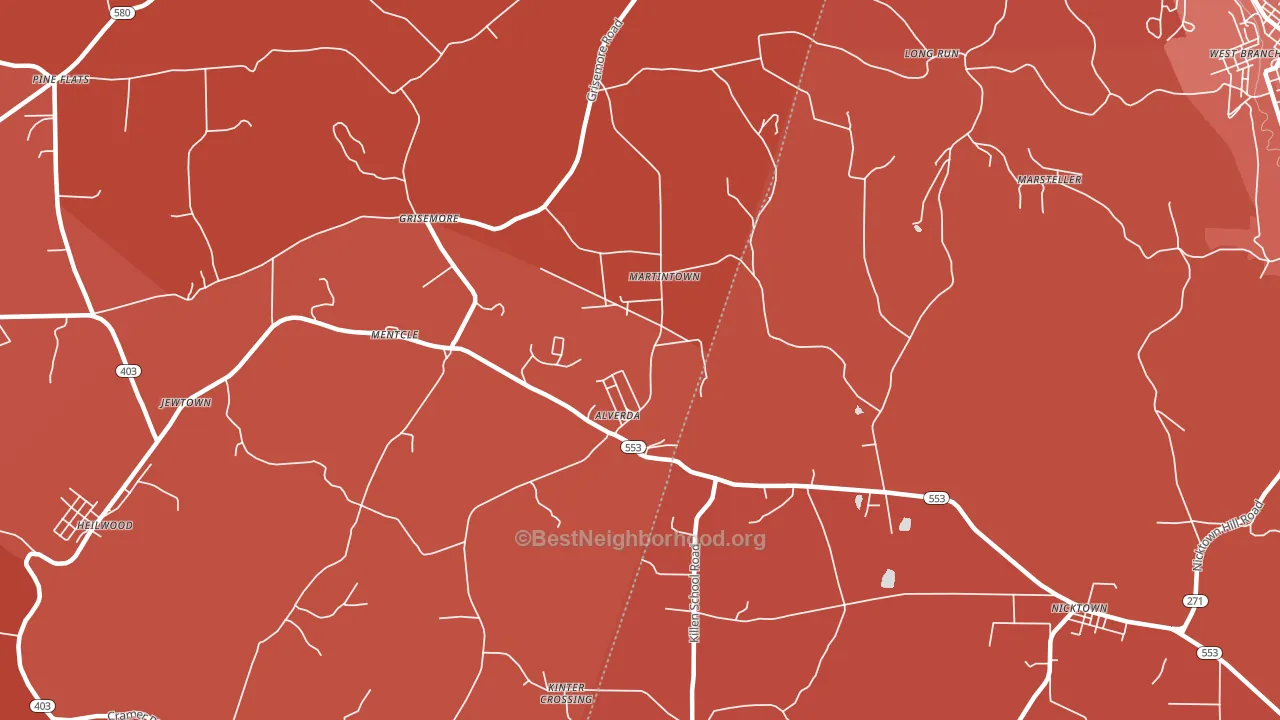Alverda, PA block-group political-lean map