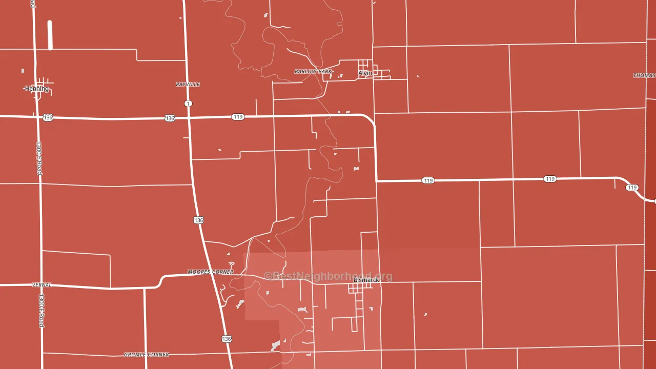 Alvin, IL block-group political-lean map