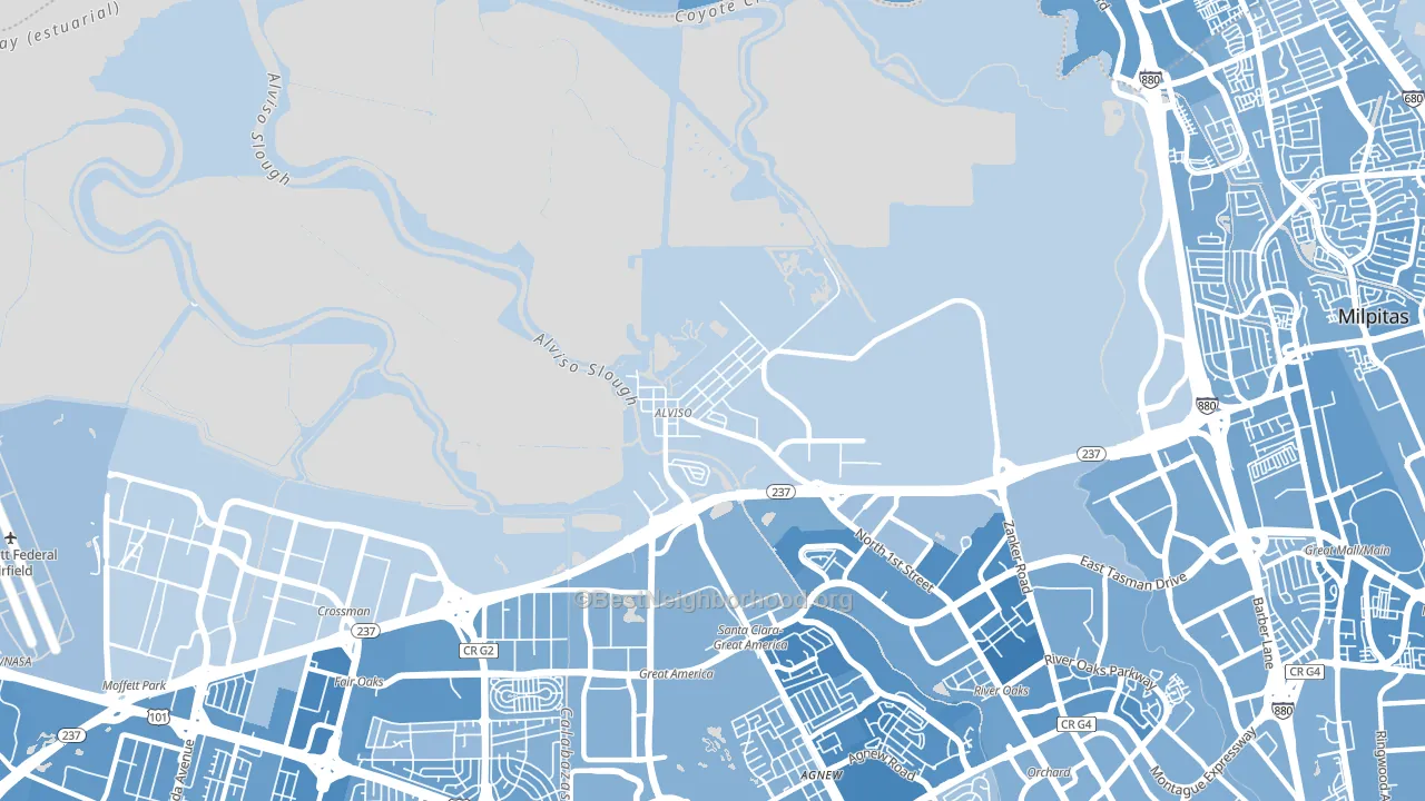 Alviso, CA block-group political-lean map