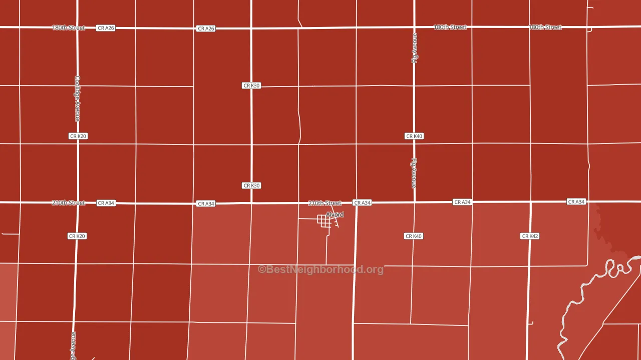 Alvord, IA block-group political-lean map