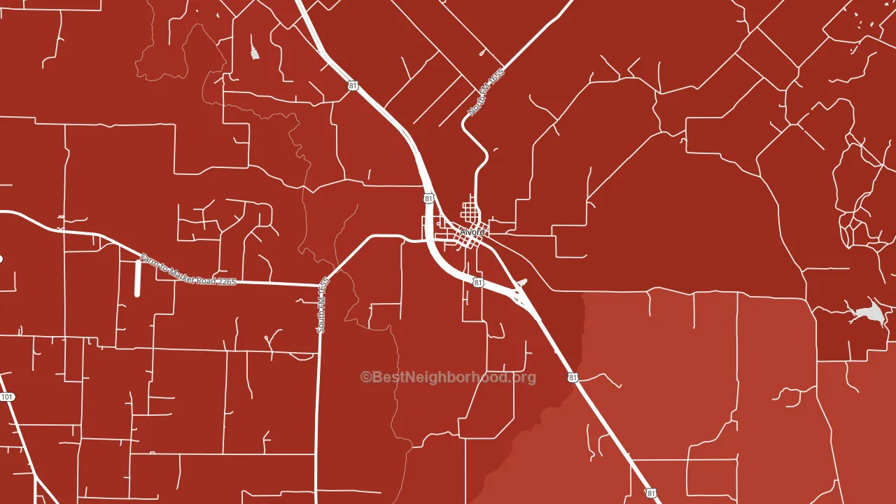 Alvord, TX block-group political-lean map