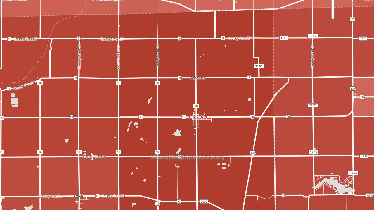Alvordton, OH block-group political-lean map