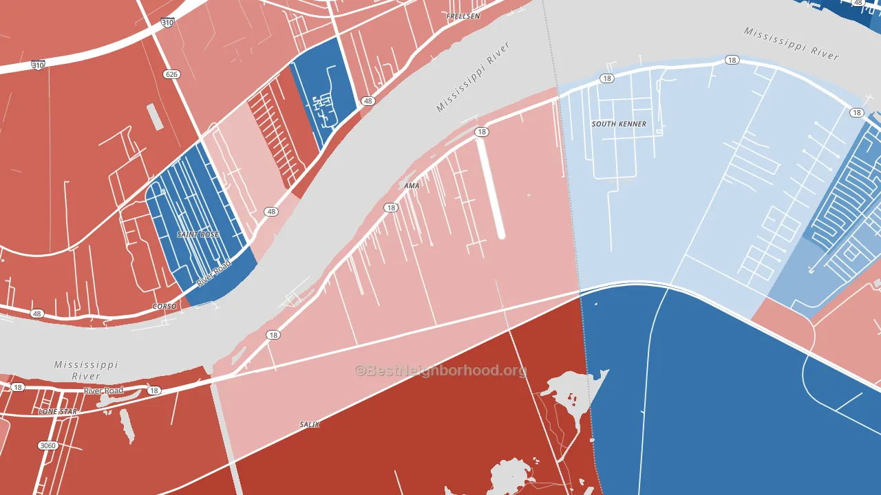 Ama, LA block-group political-lean map