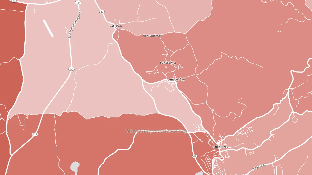 Amador City, CA block-group political-lean map