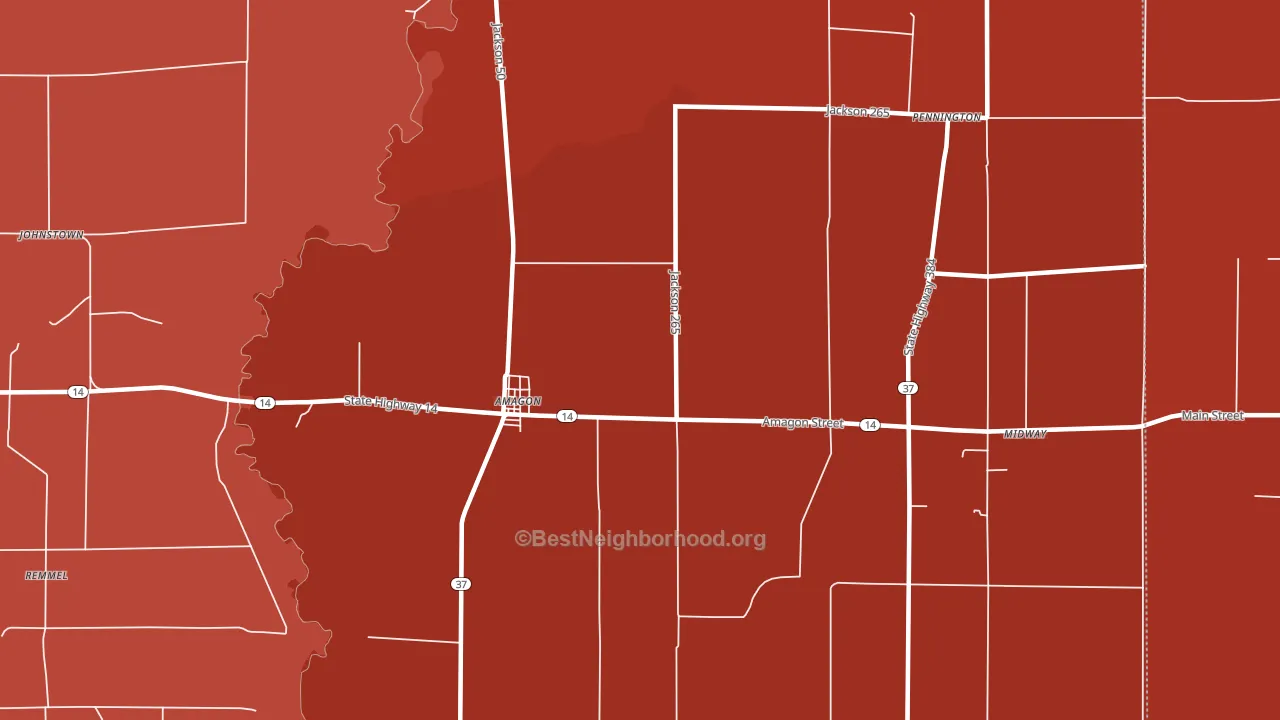 Amagon, AR block-group political-lean map