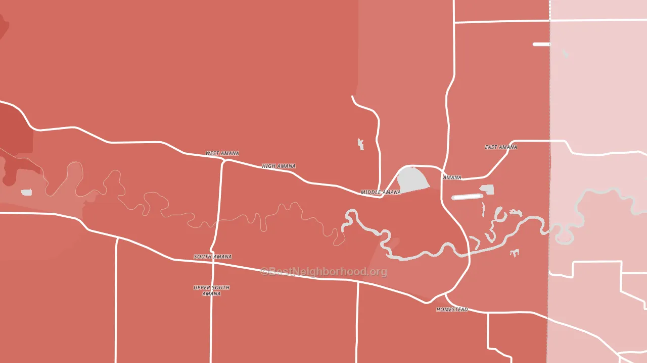 Amana, IA block-group political-lean map