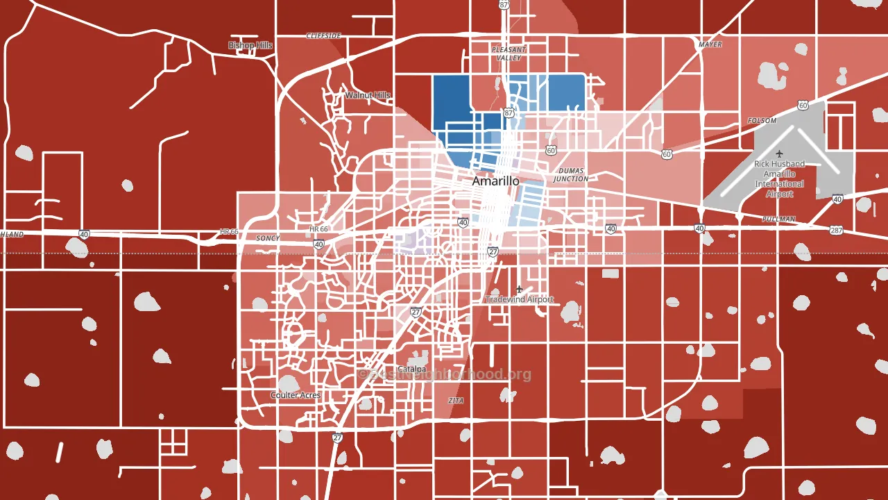 Amarillo, TX block-group political-lean map