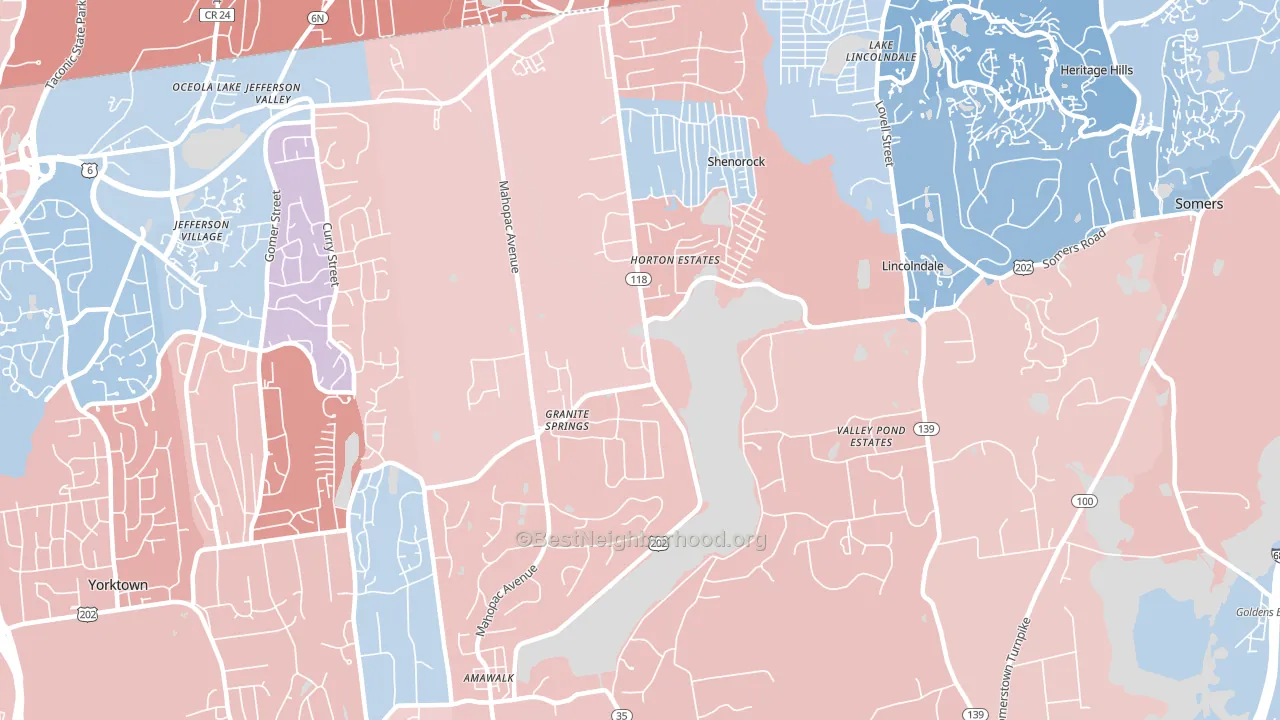 Amawalk, NY block-group political-lean map