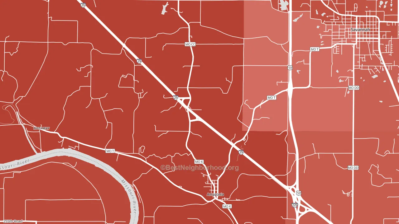 Amazonia, MO block-group political-lean map