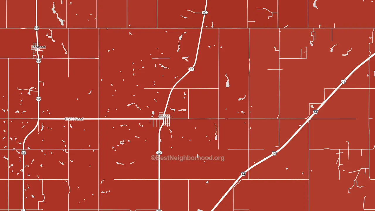 Amber, OK block-group political-lean map