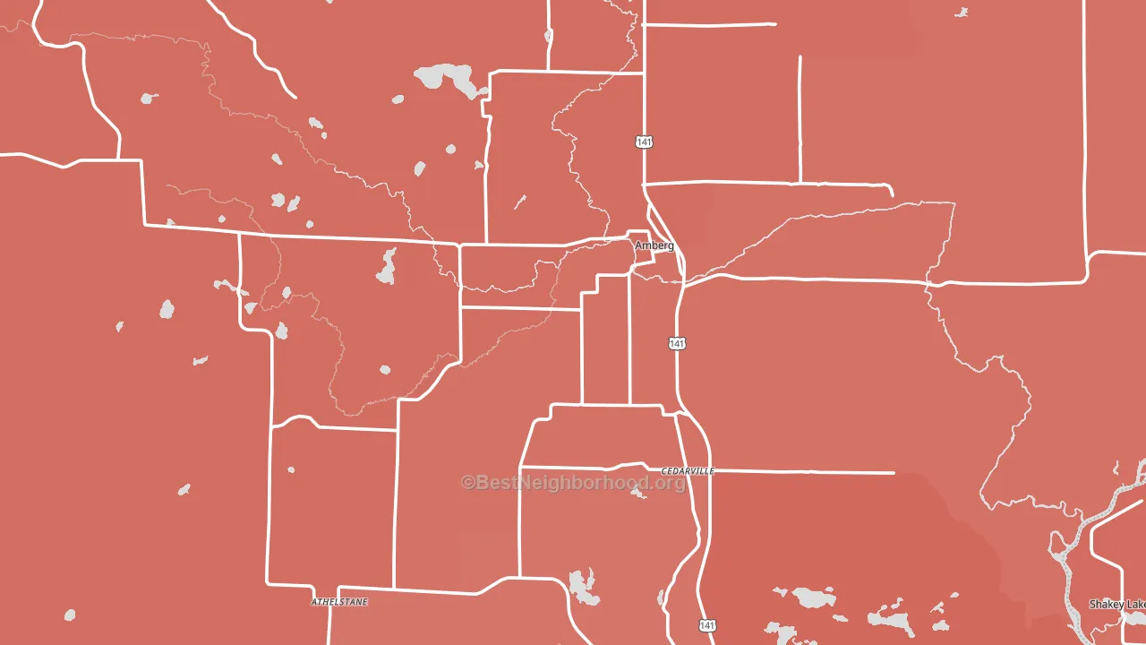 Amberg, WI block-group political-lean map