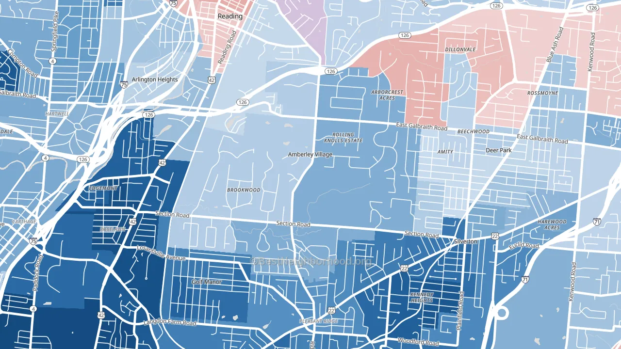 Amberley, OH block-group political-lean map
