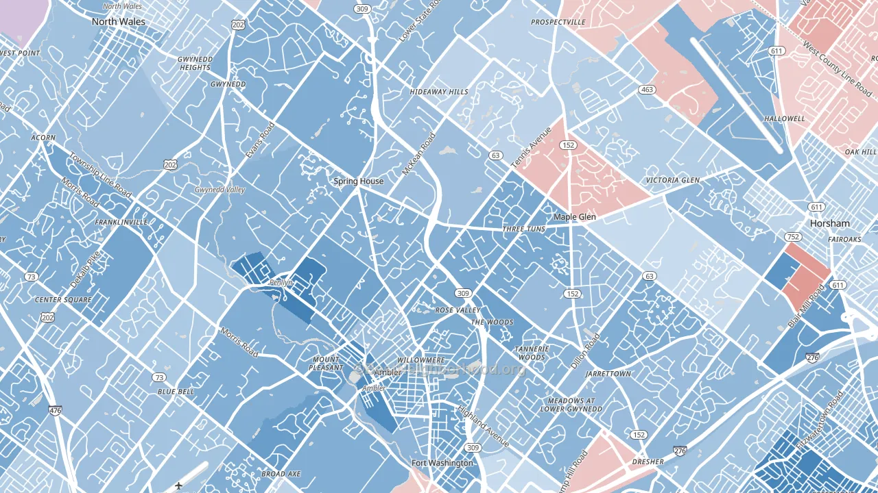 Ambler, PA block-group political-lean map