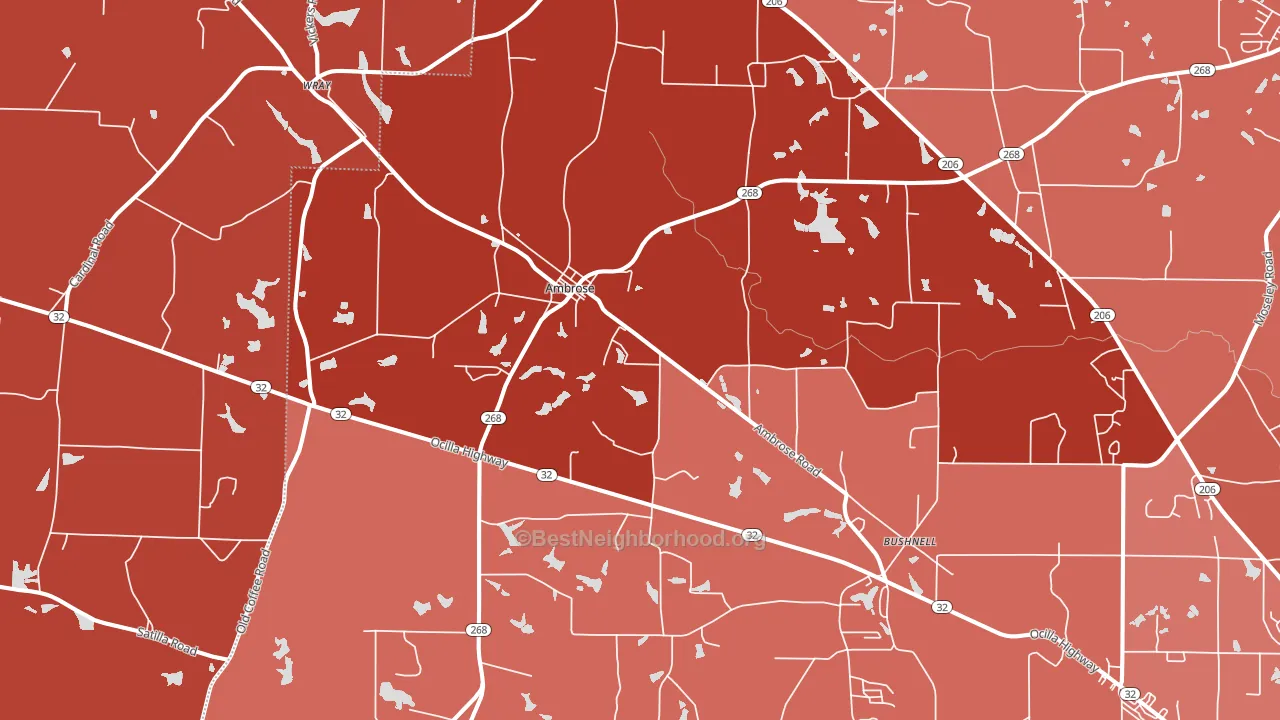 Ambrose, GA block-group political-lean map