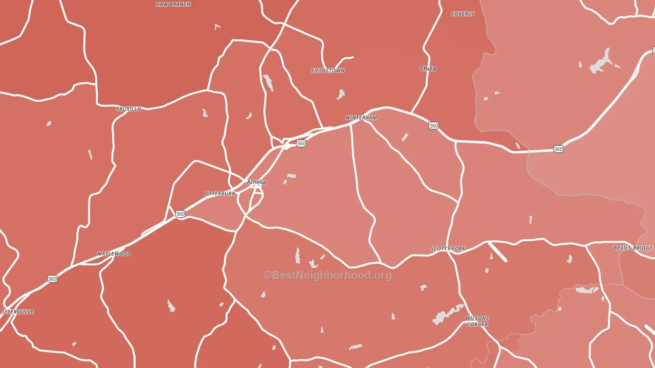 Amelia Court House, VA block-group political-lean map