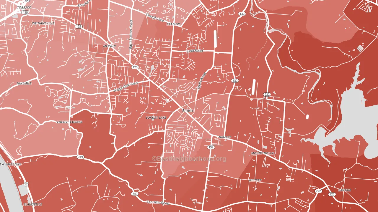 Amelia, OH block-group political-lean map