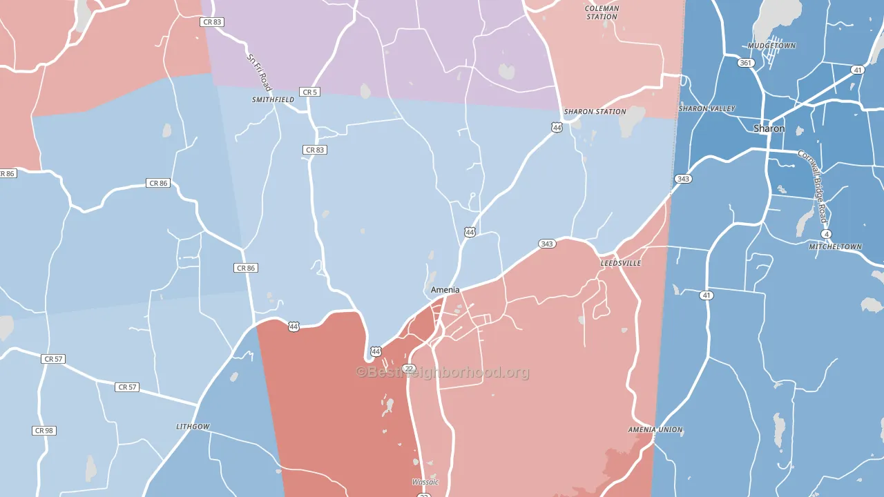 Amenia, NY block-group political-lean map