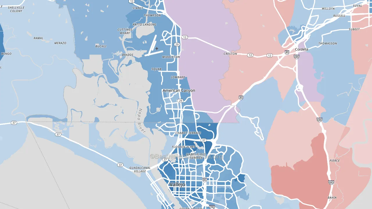 American Canyon, CA block-group political-lean map