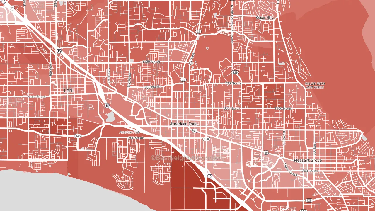 American Fork, UT block-group political-lean map