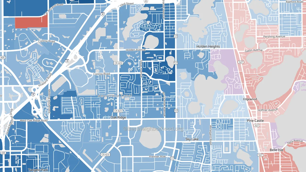 Americana, Oak Ridge, FL block-group political-lean map